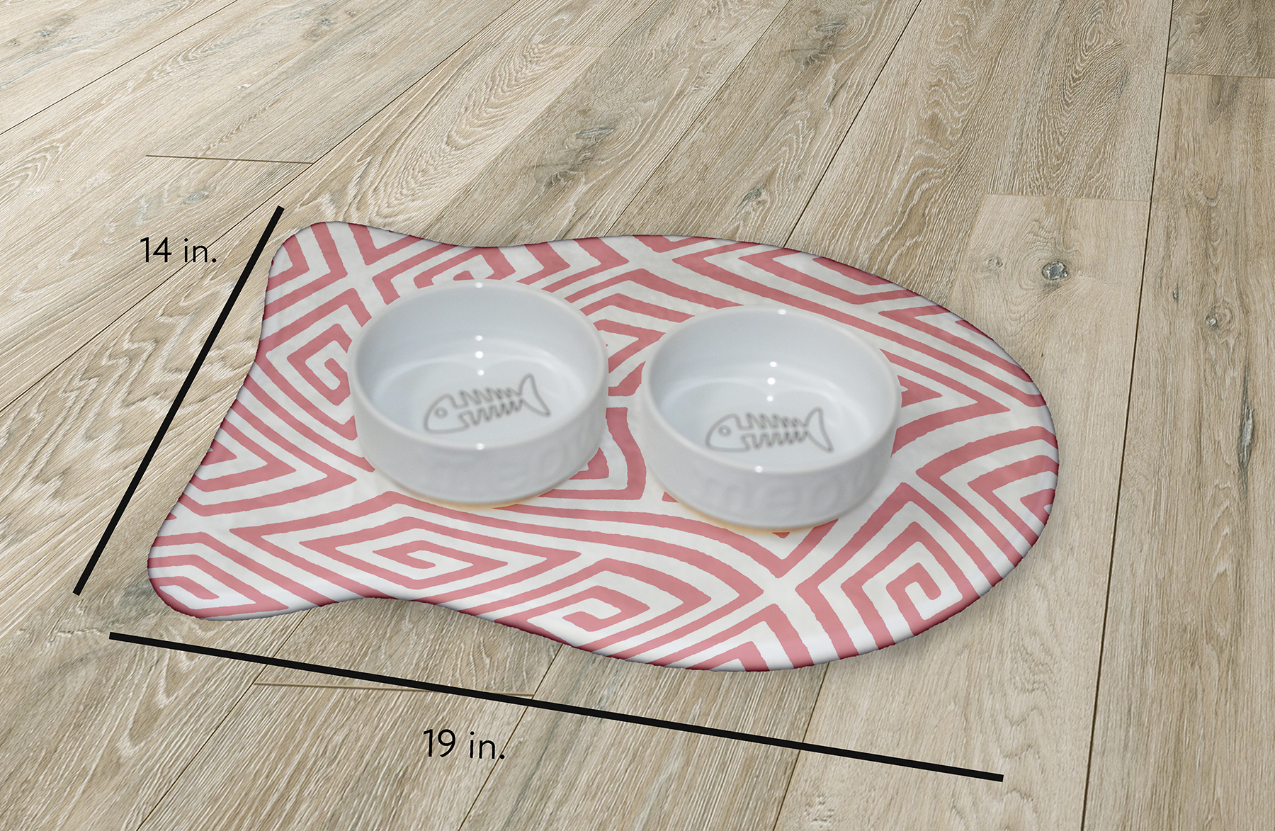 Simply Daisy Geometric Fish Shape Pet Feeding Mat for Cats