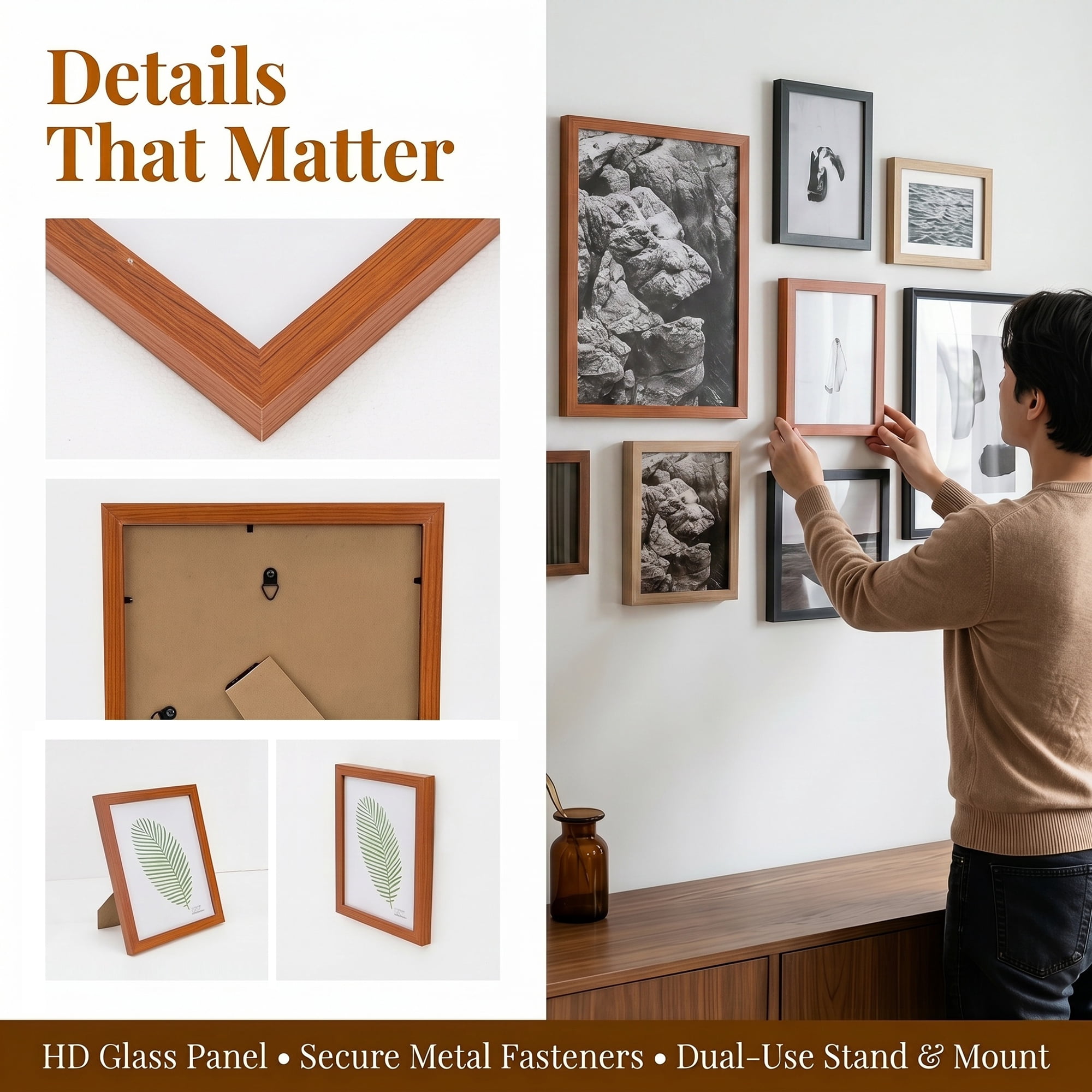 Unique Bargains Classic Wood Wall Mounting Picture Frame Wood Red 4" x 6"