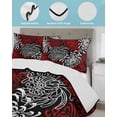 thumbnail image 4 of Quilts Twin XL Size, Red Grey Chrysanthemum Soft Comforter Bedding Set for Bed, Farmhouse Botanical Floral Modern Lightweight Quilted Bedspread with Pillow Cover(2 Pieces) for All Season, 68x98 Inch, 4 of 6