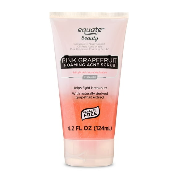 Equate Beauty Pink Grapefruit Foaming Acne Scrub, 4.2 fl oz, Compare to Neutrogena Oil-Free Acne Wash Pink Grapefruit Foaming Scrub