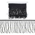 thumbnail image 1 of Flecos de poliéster negro con cuentas de 2 yardas/1,8 m, flecos de resina de 4,8 pulgadas para bodas, novias, manualidades de costura, decoración del hogar y ropa., 1 of 9