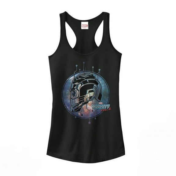 Junior's Marvel Guardians of the Galaxy Vol. 2 Star-Lord Tech Racerback Tank Top Black Medium