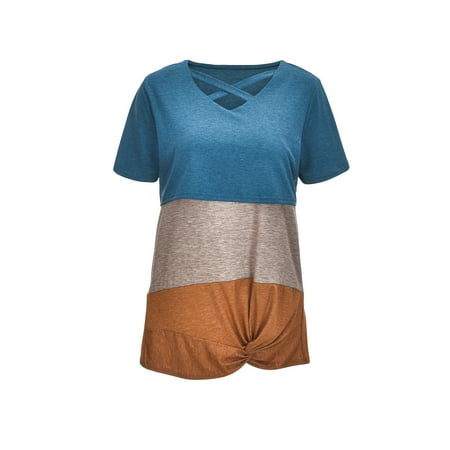 

QIPOPIQ Maternity Clothes for Women Clearance Pregnant Ladies Clothess Short Sleeve T-shirt Striped Solid Color Top