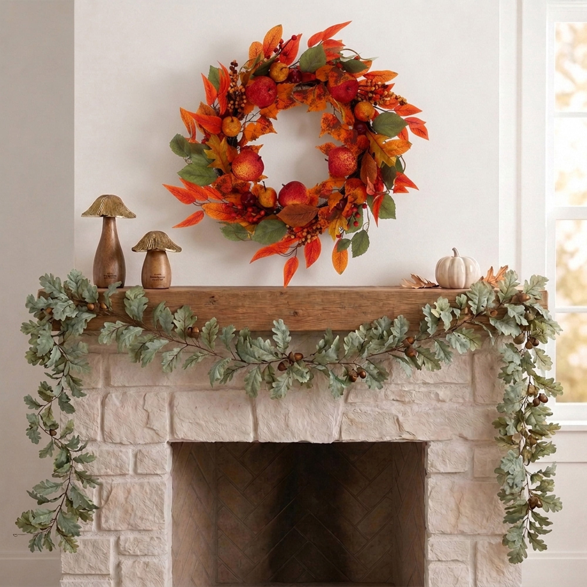 Leaves and Apples Wreath, Multicolor, 24", Fall by Way To Celebrate