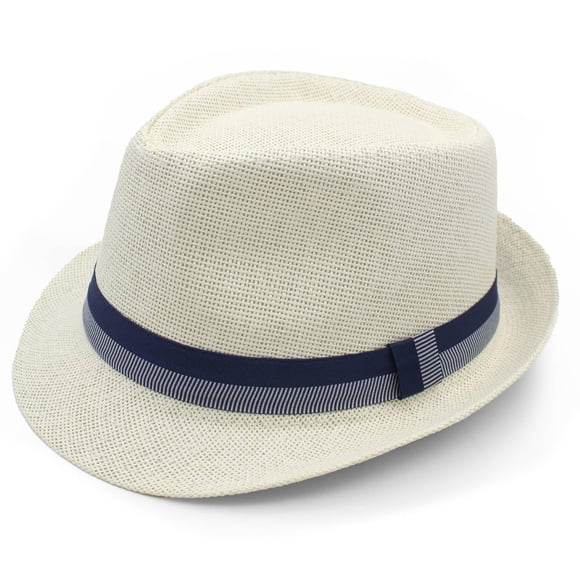 Sombrero Panamá Fedora de Paja LIDHAY para Verano 56-58cm Blanco