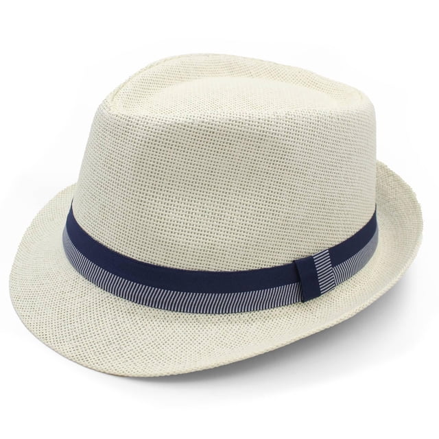 Sombrero Panamá Fedora de Paja LIDHAY para Verano 56-58cm Blanco