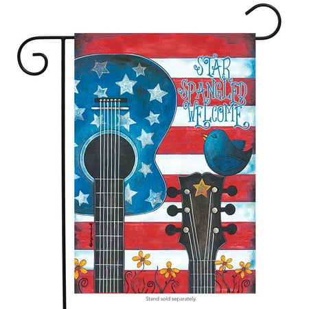 Blue Star Flag - Star Spangled Guitar Garden Flag Patriotic Red White and Blue 12.5