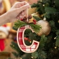 thumbnail image 6 of Moocorvic Plaid Pattern 26 Initial Christmas Ornament, Wooden Personalized Christmas Tree Ornaments(Letter C), 6 of 9