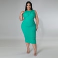 thumbnail image 4 of AURA Women Plus Size Sleeveless Bodycon Dress High Waist Midi Casual Elegant Summer Dress, 4 of 7