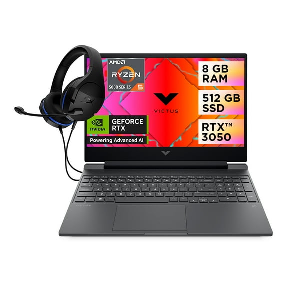 Laptop HP Victus 15-fb0128la NVIDIA GeForce RTX 3050 AMD Ryzen 5 8GB RAM 512GB SSD Incluye Headset Hyperx