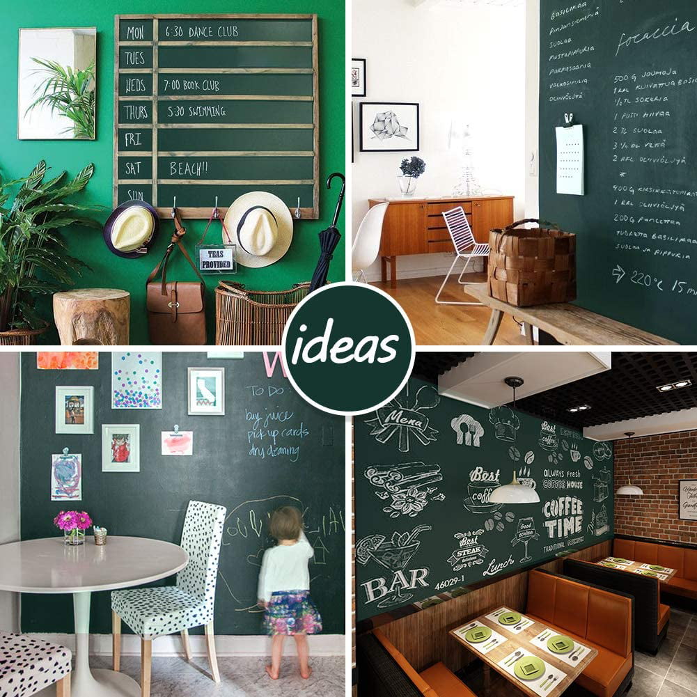  Chalkboard Wallpaper Stick and Peel: Green Contact Paper  Classroom Chalkboard Stickers Chalk Board Paint Self Adhesive Wall Paper  with 8 Colorful Chalks (35.4 X 78.7 Inches) : Office Products