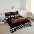 thumbnail image 3 of Erosebridal Sports Car Comforter Set King Size,Racing Car Bedding Set Teen Children Car Racing Gifts,Race Cars Quilt Bed Set with 1 Comforter 2 Pillowcases,Red Black White, 3 of 7