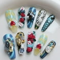 thumbnail image 3 of Fairy Tale Hand-painted White Hot Girl Manicure Customization Fake Nails Size, 3 of 5