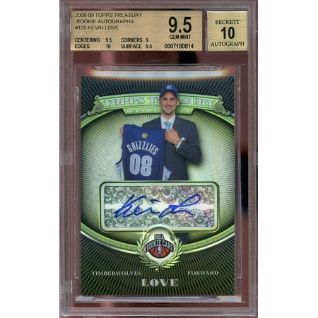 - 2008-09 topps treasury rookie autographs #125 KEVIN LOVE rookie BGS 9.5 auto 10