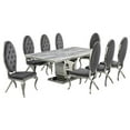 thumbnail image 1 of Silver Stainless Steel 9 Piece Dining Set with Marble Table and Gray Chairs, 1 of 4