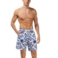 thumbnail image 1 of Seyurigaoka Family Matching Swimwear Shorts Dad and Son Leaf Print Beach Trunks Summer Casual Holiday Men Boys Swim Pants, 1 of 8