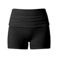 thumbnail image 4 of Arlun Womens Fold over Yoga Shorts Summer Elastic High Waist Seamless Lifting Gym Leggings Comfortable Soft Breathable Pure Color Non See Through Athletic Shorts Black M, 4 of 4