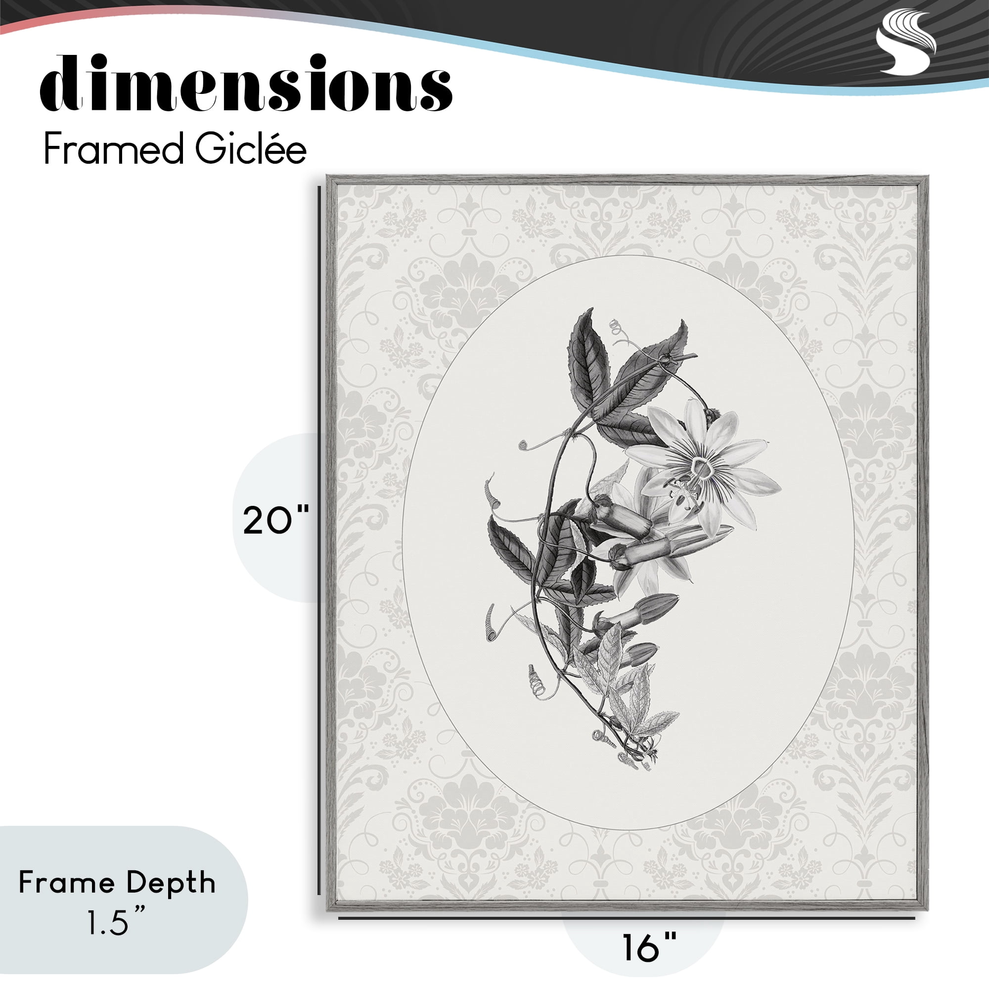 Stupell Industries Vintage Botanical & Lace Gray Framed Giclee Art, design by CAD Designs