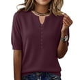 thumbnail image 2 of Lumtrix Women's Short Sleeve Sweater 2026 Spring Summer Button Down Tops Lightweight Casual V Neck T Shirt Dressy Work Blouses Clothes Purple S, 2 of 4