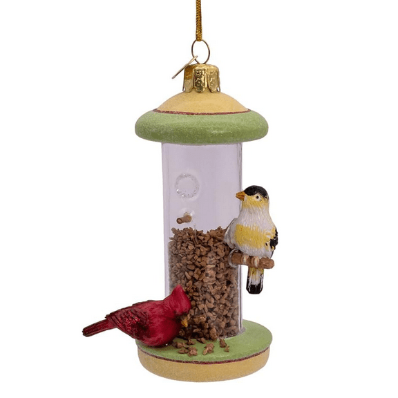 Kurt Adler Noble Gems Glass Bird Feeder Christmas Tree Ornament, 4.5in