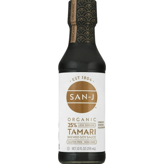 San J Tamari Soy Sauce Organic Reduced Sodium, Organic, 10 Floz (3 Pack)