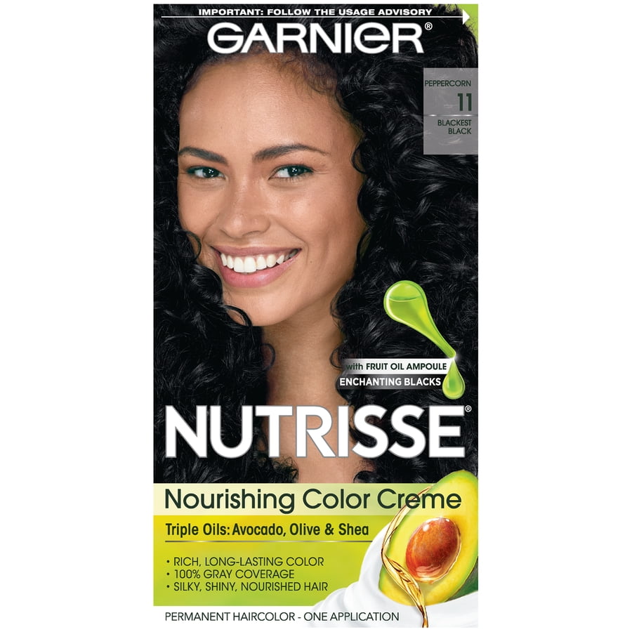 Garnier Nutrisse Nourishing Hair Color Creme, 11 Blackest Black, 1 Kit