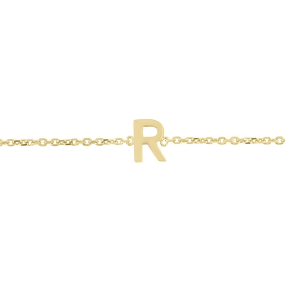 SZUL Women's 14K Solid Yellow Gold R Mini Initial Bracelet