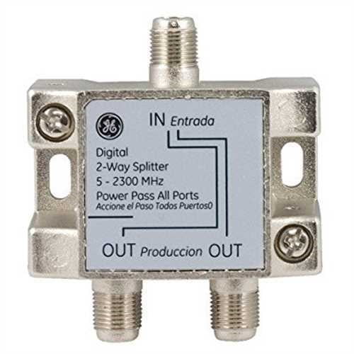 GE Digital 2-Way Coax Splitter, F-Type Input Connector, Silver, 34136 ...