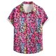 thumbnail image 1 of Playeras Y Camisas Para Hombre Moda de verano para hombre, camiseta informal con estampado hawaiano, camiseta de manga corta, moda de playa, Material informal (Hot Pink, S), 1 of 7