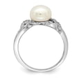 thumbnail image 2 of Sterling Silver 8-9mm White Freshwater Cultured Pearl CZ Ring, 2 of 3