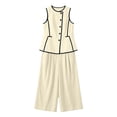 thumbnail image 6 of BRELIL Women Two Piece Sets Round Neck Sleeveless Tank Tops Wide Leg Pants Summer Casual Loungewear Matching Sets Vacation Travel Outfits Boho Solid Loose Tracksuit, Yellow 2XL, 6 of 6
