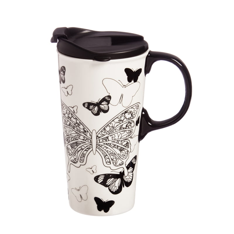 Cypress Home Butterfly Kisses Coloring Book Ceramic Travel Coffee Mug 17 Ounces Walmart Com Walmart Com
