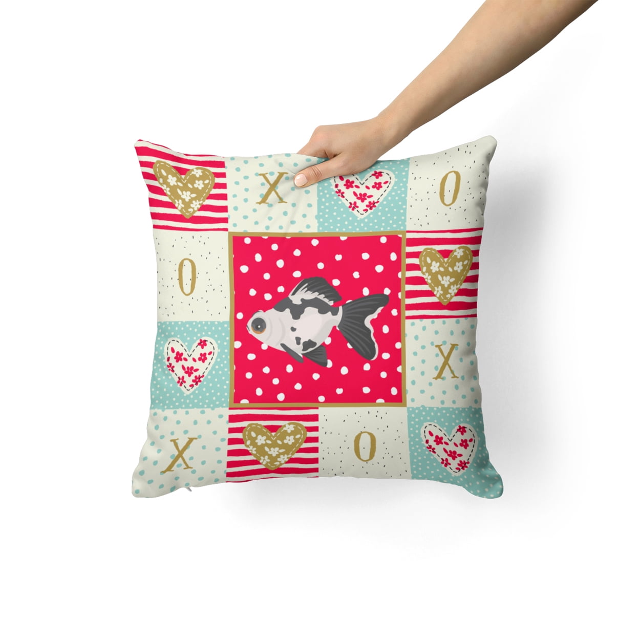 Carolines Treasures CK5480PW1414 Telescope Eye Goldfish Love Fabric Decorative Pillow 14Hx14W multicolor