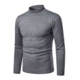 thumbnail image 1 of Suéter ajustado de cuello alto medio de color sólido para hombre, camisa informal coreana para hombre, 1 of 6