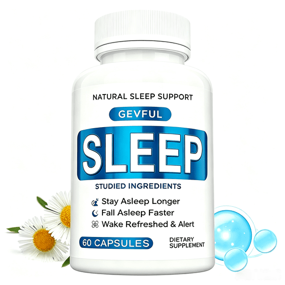 Sleep Support Dietary Supplement Capsules, Magnesium Glycinate & Citrate, L‑Tryptophan, Valerian Root, Chamomile & Passion Flower, Supports Healthy Sleep Cycles & Calm Mood, 60 Capsules