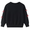 thumbnail image 3 of Abcomgle Girls Bow Cardigan Sweater Button Down Crewneck Cardigan for Girls Cute Knit Long Sleeve Cardigan Sweatshirt,6-7Years,Black, 3 of 4