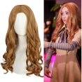 thumbnail image 1 of wonima44 ANOGOL Hair Cap+ Long Brown Wavy Wig Cosplay Long Curly Middlepart Wigs for Women Girls Ginger Wig for Horror Movie Cosplay Women Natural Wave Curls Wigs Halloween Party Costume, 1 of 1