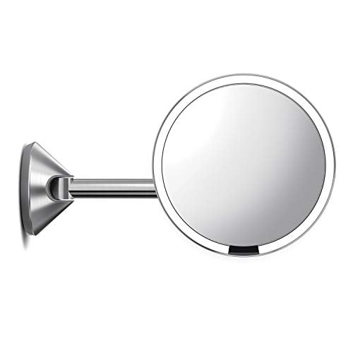 simplehuman Sensor Lighted Makeup Vanity Mirror SE 5X Magnification Brushed Stainless Steel 8 Round