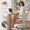 thumbnail image 4 of Cream Velvet Swivel Office Chair - Adjustable Height Task Desk Chair for Home Office & Vanity, 27.2" Wide, Lotus-Inspired Design, 4 of 7
