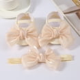 thumbnail image 2 of Baby Girls Newborn White Lace Baptism Shoes and Headbnad Set Toddler Wedding Dress Shoes Set Princess Wedding Dress Shoes Crib Shoe for Newborns, Infants, Babies, and Toddlers, 2 of 5