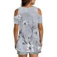 thumbnail image 4 of Olyvenn Womens Summer T Shirts Casual Ladies V Neck Tops Short Sleeve Cold Shoulder Loose Fit Blouse 2025 Trendy Clothing Gray XXL, 4 of 6