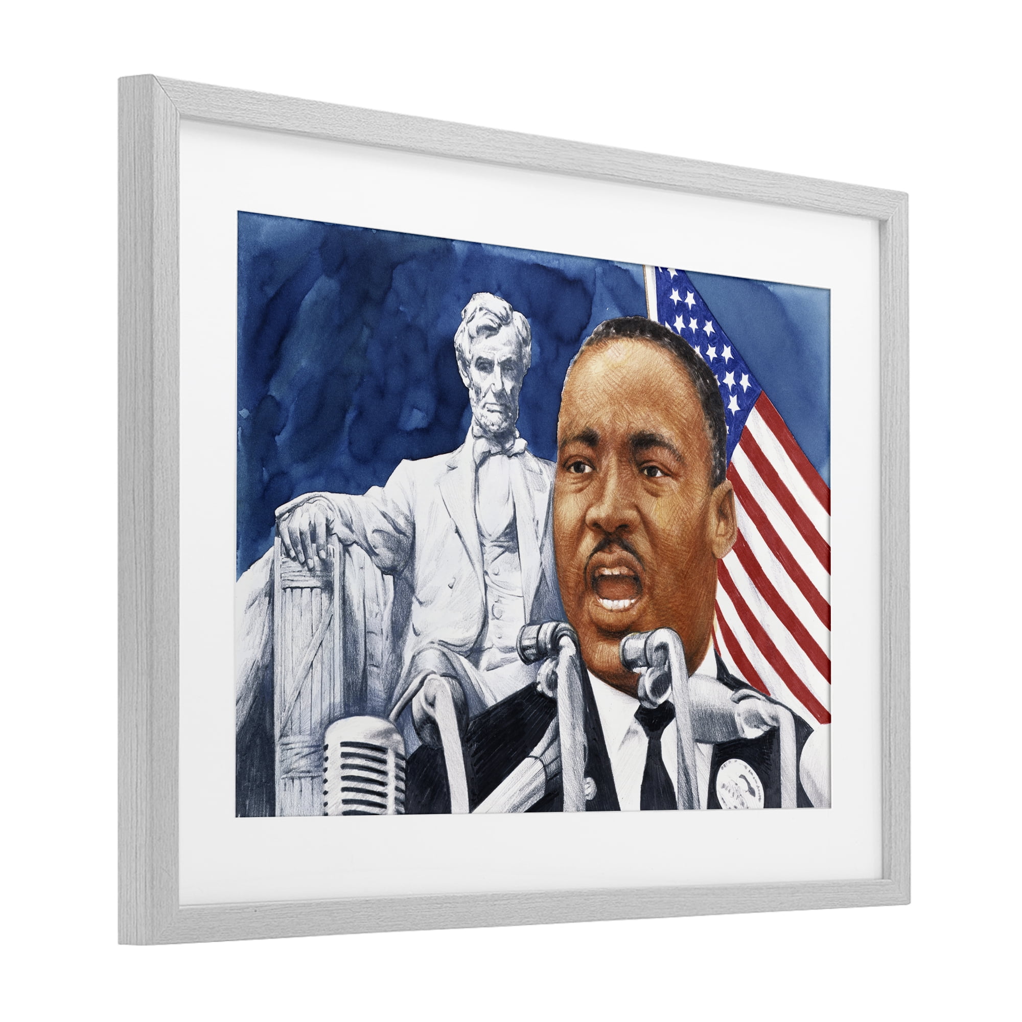 1960s American Speech Portrait Gray Framed Print Under Glass, design by Wind River Studios