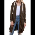 thumbnail image 2 of Sudadera con Capucha y Cremallera para Mujer, Chaqueta Informal de Larga para Otoño, Chaquetas Largas de Otoño con Bolsillos, Túnica Café XXL, 2 of 9