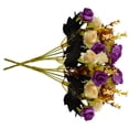 thumbnail image 3 of Ramo de rosas de cristal artificial Ceremonia de banquete de boda Decoración floral de tela de seda rosa falsa, Morado oscuro Bewildely HA6935-06B, 3 of 6