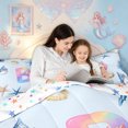 thumbnail image 3 of meiyoeat Rainbow Monogrammed B Full Size Comforter Sets for Girls, Cute Blue Ocean Axolotl Bedding Comforter Set, Star Reversible, 3 Pieces, 1 Comforter and 2 Pillowcases, 3 of 5