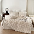thumbnail image 4 of H&D Faux Rabbit Fur Blanket Pillow not included- Bubble Blanket-Luxury Plush Velvet Throw, , Ultra-Soft Fleece, Warm Cozy Winter Blanket, Fluffy, Lightweight, solid color, 4 of 6