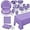 Purple, variant on 229PCS Orange Party Supplies Set Paper Disposable Plates Cups Plastic Spoons Forks Knives Orange Napkins for 30 Guests Disposable Party Dinnerware Sets for Wedding Birthday Parties