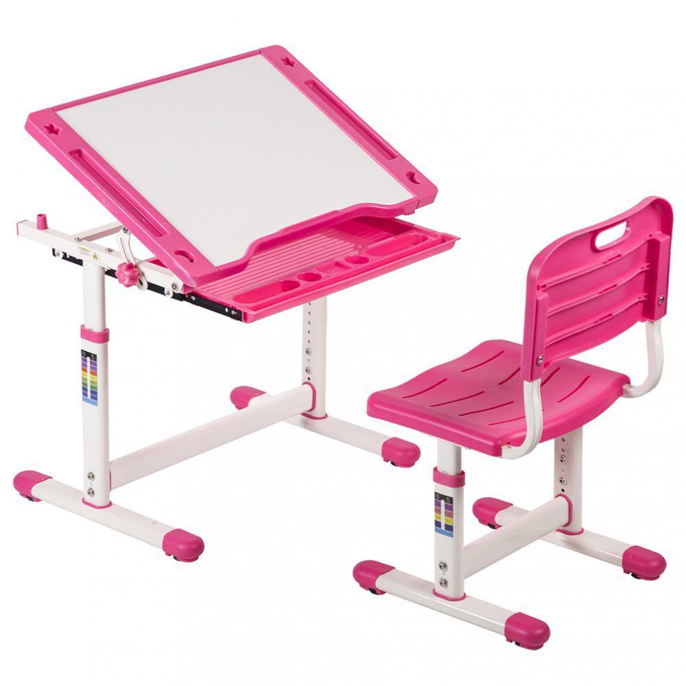 Kids' Adjustable Height Desk with Storage Pink