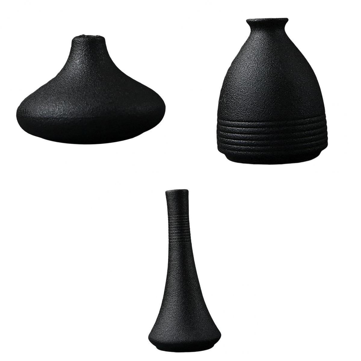 Nordic Black Ceramic Flower Vase Decorative Photo Prop Sculpture Home Office 