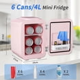 thumbnail image 4 of Mini Fridge, 4 Liter/6 Can Mini Makeup Fridge, 110V AC/ 12V DC Portable Thermoelectric Cooler&Warmer for Skincare, Drink, Cosmetic, Medicine, Small fridge for Bedroom, Office, Dorm, Car, Pink, 4 of 8